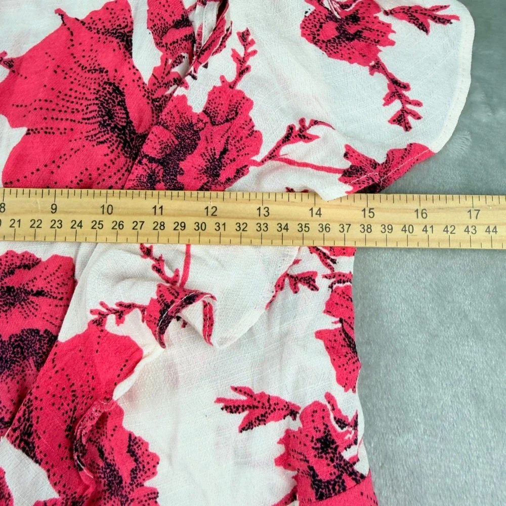 Free People Pink White Floral Ruffle Wrap Mini Dress Women's XS OB1151045